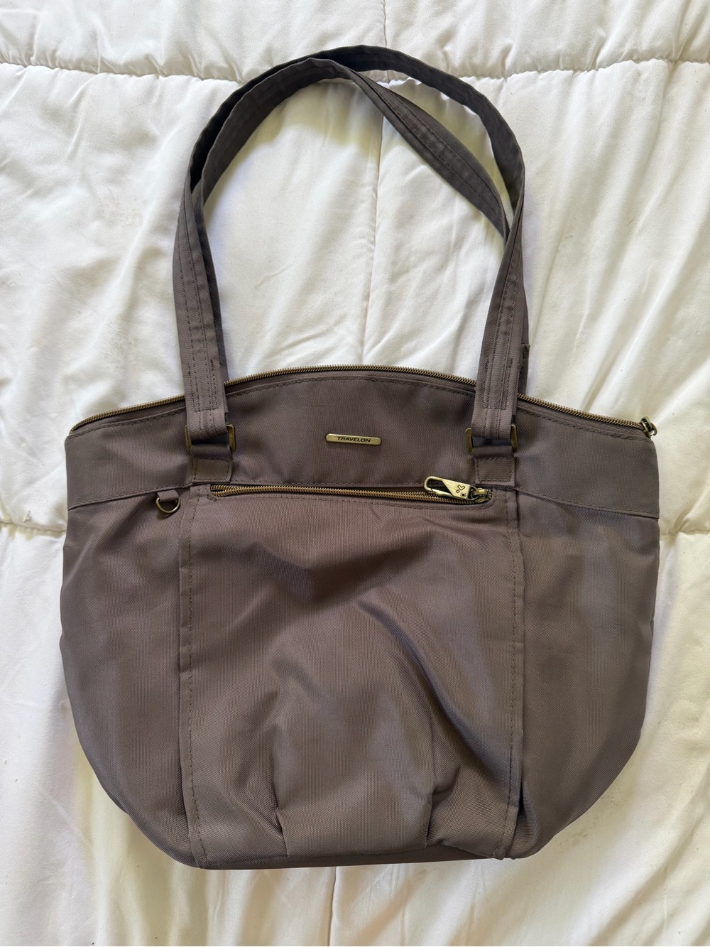 Travelon Charcoal Tote with Front Zip Pocket